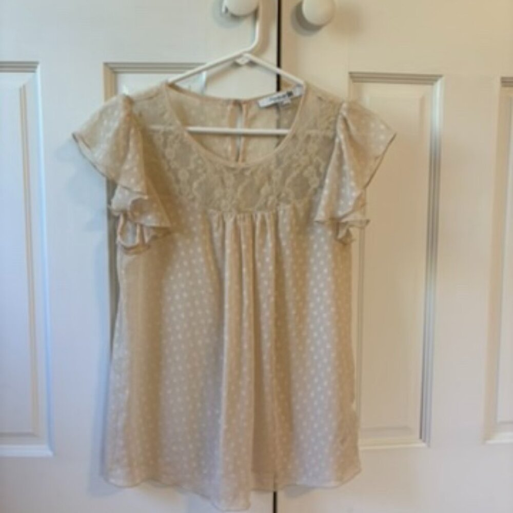 Forever 21 Sheer Cream Top (Size S)